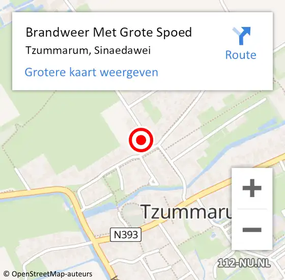 Locatie op kaart van de 112 melding: Brandweer Met Grote Spoed Naar Tzummarum, Sinaedawei op 27 maart 2018 15:08