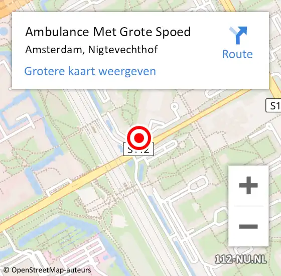 Locatie op kaart van de 112 melding: Ambulance Met Grote Spoed Naar Amsterdam, Nigtevechthof op 27 maart 2018 15:42