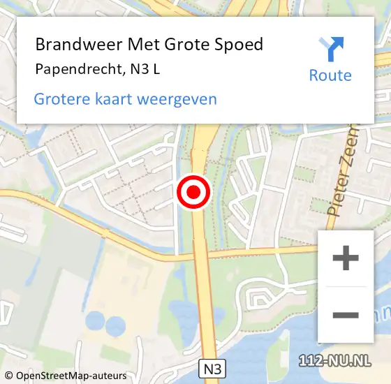 Locatie op kaart van de 112 melding: Brandweer Met Grote Spoed Naar Papendrecht, N3 L op 27 maart 2018 15:46