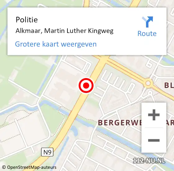 Locatie op kaart van de 112 melding: Politie Alkmaar, Martin Luther Kingweg op 27 maart 2018 15:47