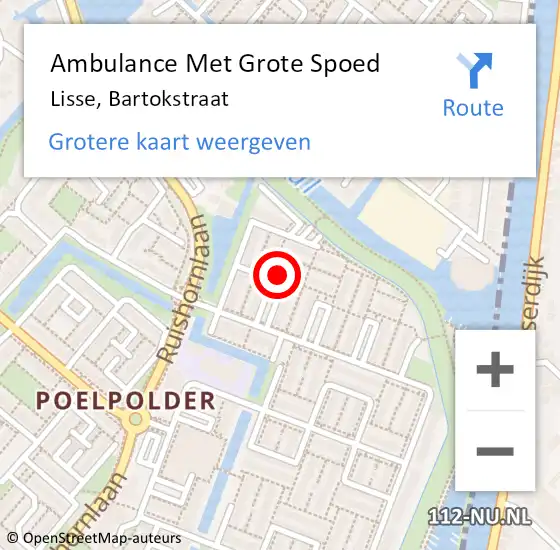 Locatie op kaart van de 112 melding: Ambulance Met Grote Spoed Naar Lisse, Bartokstraat op 27 maart 2018 15:52