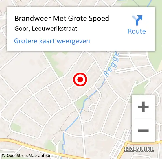 Locatie op kaart van de 112 melding: Brandweer Met Grote Spoed Naar Goor, Leeuwerikstraat op 27 maart 2018 15:52