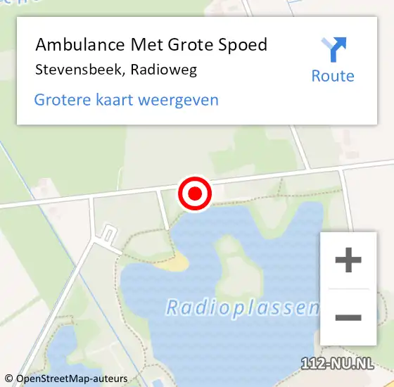 Locatie op kaart van de 112 melding: Ambulance Met Grote Spoed Naar Stevensbeek, Radioweg op 27 maart 2018 15:59