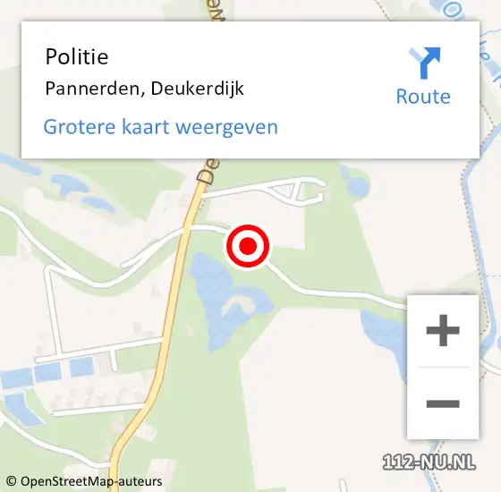 Locatie op kaart van de 112 melding: Politie Pannerden, Deukerdijk op 27 maart 2018 16:16