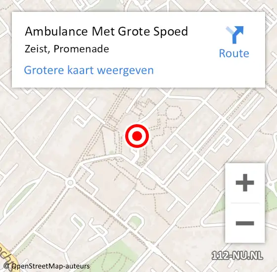 Locatie op kaart van de 112 melding: Ambulance Met Grote Spoed Naar Zeist, Promenade op 27 maart 2018 16:24