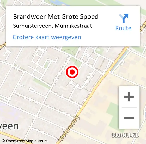 Locatie op kaart van de 112 melding: Brandweer Met Grote Spoed Naar Surhuisterveen, Munnikestraat op 27 maart 2018 16:30