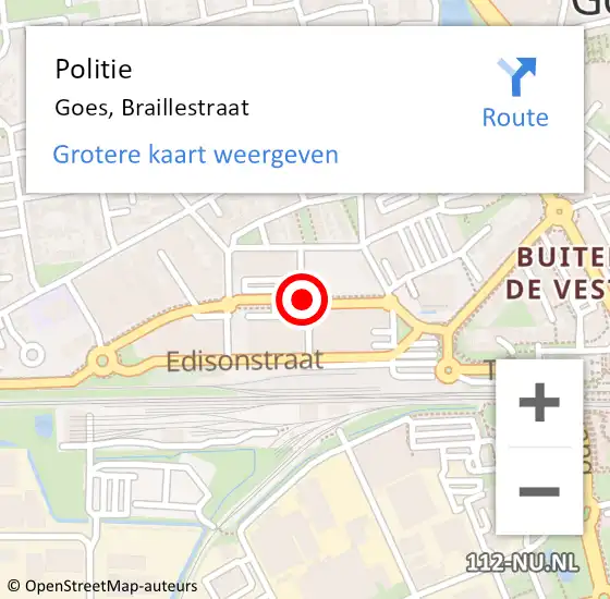 Locatie op kaart van de 112 melding: Politie Goes, Braillestraat op 27 maart 2018 17:03