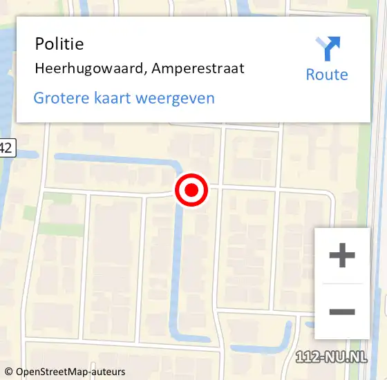 Locatie op kaart van de 112 melding: Politie Heerhugowaard, Amperestraat op 27 maart 2018 17:08