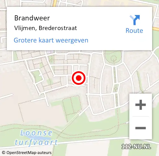 Locatie op kaart van de 112 melding: Brandweer Vlijmen, Brederostraat op 20 februari 2014 12:29