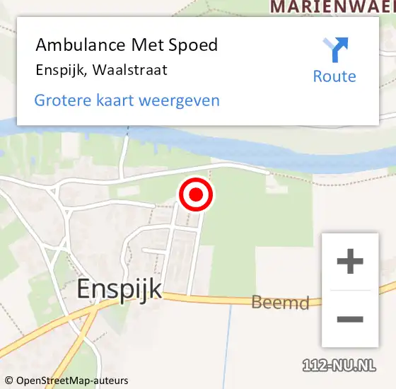 Locatie op kaart van de 112 melding: Ambulance Met Spoed Naar Enspijk, Waalstraat op 27 maart 2018 18:36