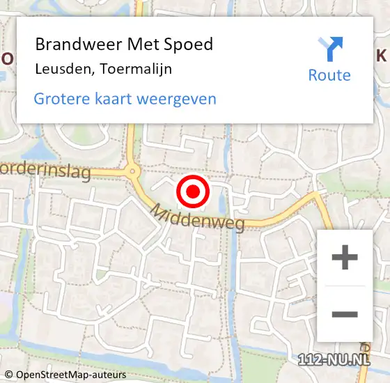 Locatie op kaart van de 112 melding: Brandweer Met Spoed Naar Leusden, Toermalijn op 20 februari 2014 12:29