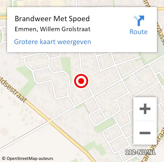 Locatie op kaart van de 112 melding: Brandweer Met Spoed Naar Emmen, Willem Grolstraat op 27 maart 2018 18:47