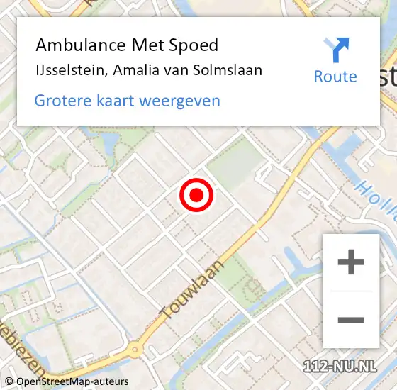 Locatie op kaart van de 112 melding: Ambulance Met Spoed Naar IJsselstein, Amalia van Solmslaan op 27 maart 2018 19:12