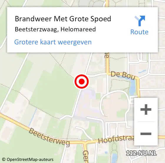 Locatie op kaart van de 112 melding: Brandweer Met Grote Spoed Naar Beetsterzwaag, Helomareed op 27 maart 2018 19:31