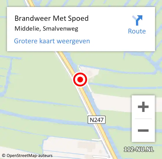 Locatie op kaart van de 112 melding: Brandweer Met Spoed Naar Middelie, Smalvenweg op 27 maart 2018 20:03