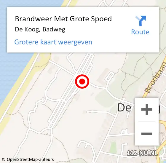 Locatie op kaart van de 112 melding: Brandweer Met Grote Spoed Naar De Koog, Badweg op 27 maart 2018 20:18