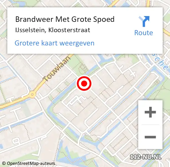 Locatie op kaart van de 112 melding: Brandweer Met Grote Spoed Naar IJsselstein, Kloosterstraat op 27 maart 2018 20:42