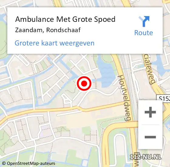 Locatie op kaart van de 112 melding: Ambulance Met Grote Spoed Naar Zaandam, Rondschaaf op 27 maart 2018 20:56