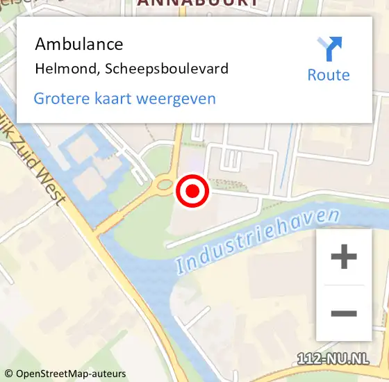 Locatie op kaart van de 112 melding: Ambulance Helmond, Scheepsboulevard op 27 maart 2018 21:26