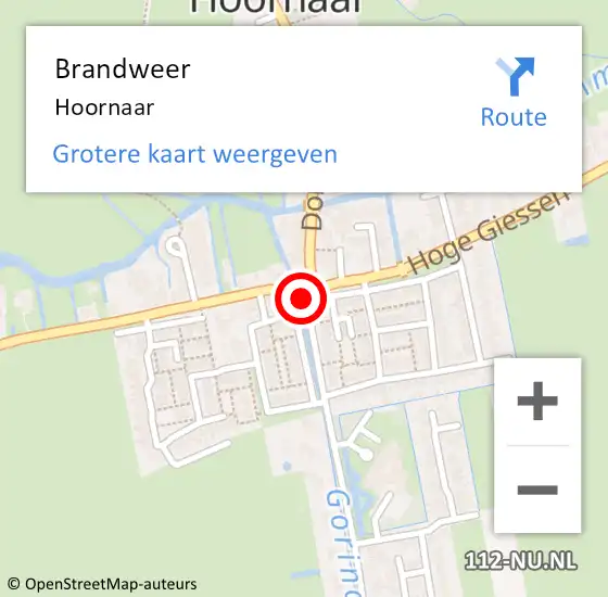 Locatie op kaart van de 112 melding: Brandweer Hoornaar op 27 maart 2018 21:46