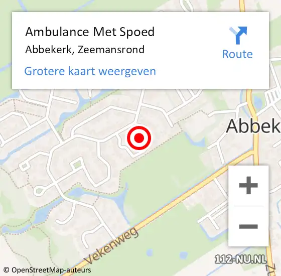 Locatie op kaart van de 112 melding: Ambulance Met Spoed Naar Abbekerk, Zeemansrond op 27 maart 2018 23:04