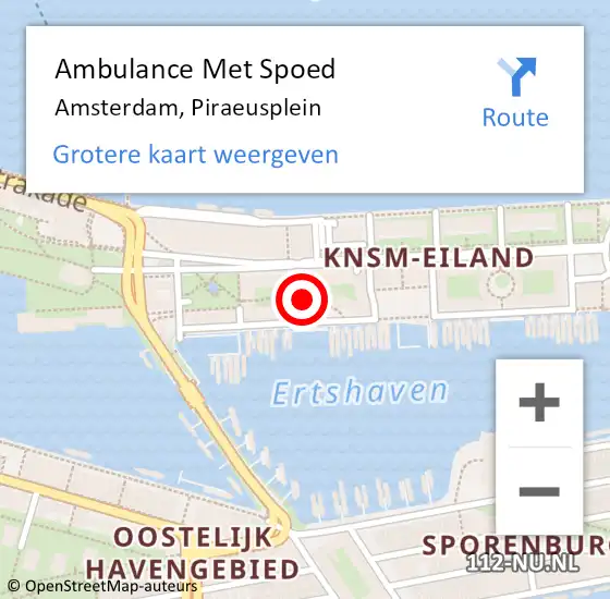 Locatie op kaart van de 112 melding: Ambulance Met Spoed Naar Amsterdam, Piraeusplein op 27 maart 2018 23:38