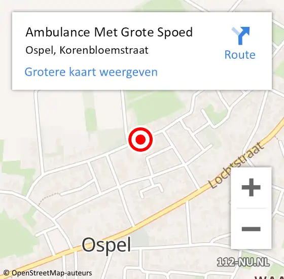 Locatie op kaart van de 112 melding: Ambulance Met Grote Spoed Naar Ospel, Korenbloemstraat op 27 maart 2018 23:41