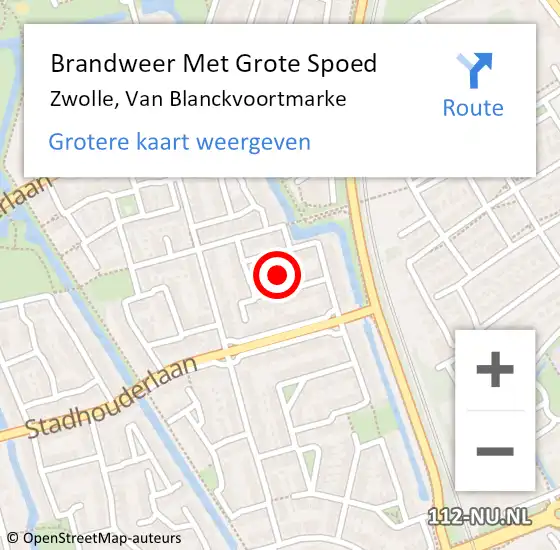 Locatie op kaart van de 112 melding: Brandweer Met Grote Spoed Naar Zwolle, Van Blanckvoortmarke op 28 maart 2018 01:18