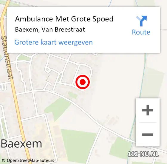 Locatie op kaart van de 112 melding: Ambulance Met Grote Spoed Naar Baexem, Van Breestraat op 28 maart 2018 04:44