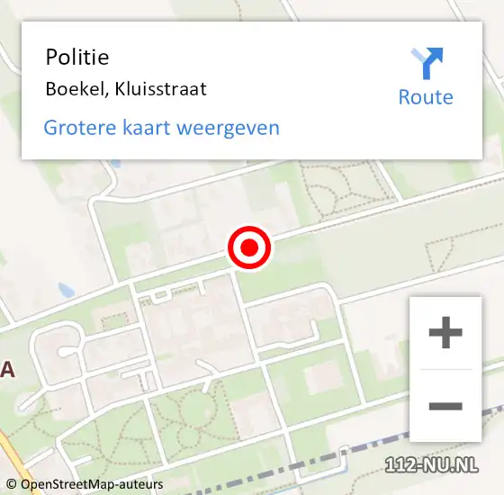 Locatie op kaart van de 112 melding: Politie Boekel, Kluisstraat op 28 maart 2018 05:48