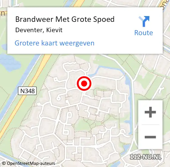 Locatie op kaart van de 112 melding: Brandweer Met Grote Spoed Naar Deventer, Kievit op 28 maart 2018 06:56