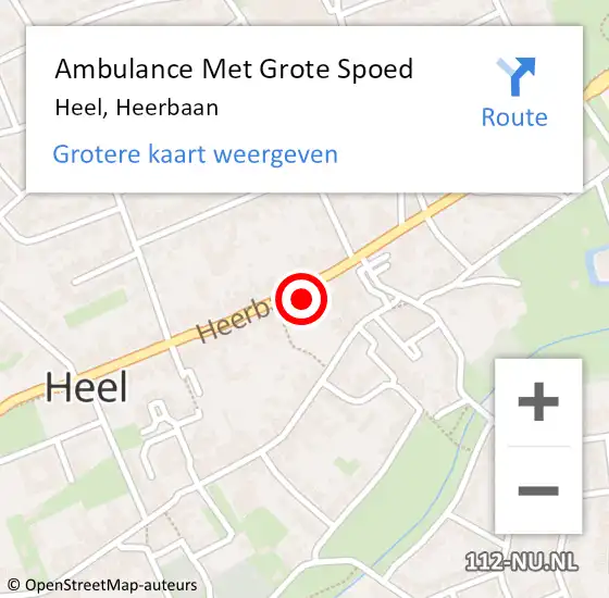 Locatie op kaart van de 112 melding: Ambulance Met Grote Spoed Naar Heel, Heerbaan op 28 maart 2018 08:41