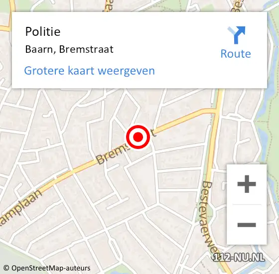 Locatie op kaart van de 112 melding: Politie Baarn, Bremstraat op 28 maart 2018 09:19