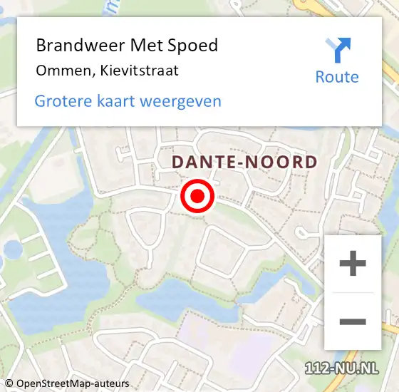 Locatie op kaart van de 112 melding: Brandweer Met Spoed Naar Ommen, Kievitstraat op 28 maart 2018 09:23