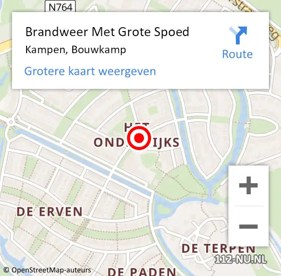 Locatie op kaart van de 112 melding: Brandweer Met Grote Spoed Naar Kampen, Bouwkamp op 28 maart 2018 09:24