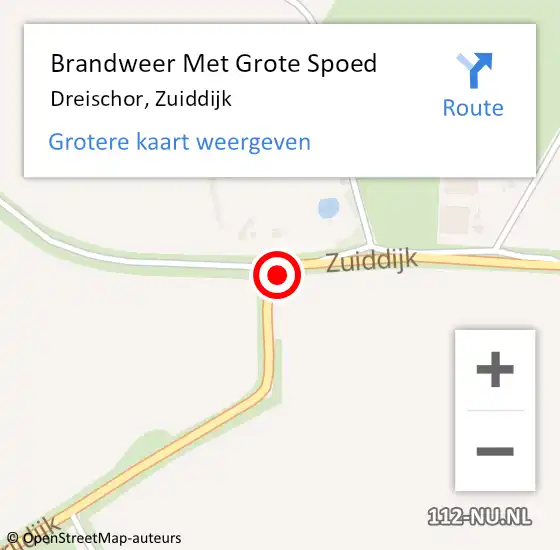 Locatie op kaart van de 112 melding: Brandweer Met Grote Spoed Naar Dreischor, Zuiddijk op 28 maart 2018 09:26