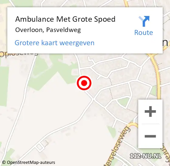 Locatie op kaart van de 112 melding: Ambulance Met Grote Spoed Naar Overloon, Pasveldweg op 28 maart 2018 09:42