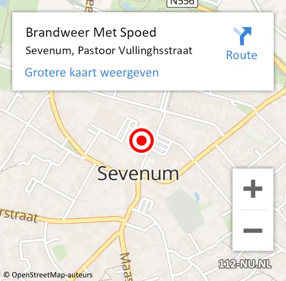 Locatie op kaart van de 112 melding: Brandweer Met Spoed Naar Sevenum, Pastoor Vullinghsstraat op 28 maart 2018 10:53