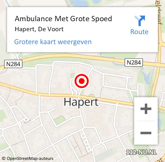 Locatie op kaart van de 112 melding: Ambulance Met Grote Spoed Naar Hapert, De Voort op 28 maart 2018 11:06