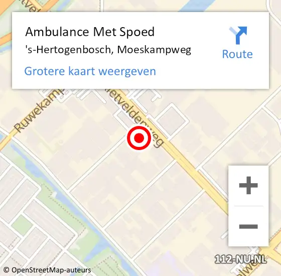 Locatie op kaart van de 112 melding: Ambulance Met Spoed Naar 's-Hertogenbosch, Moeskampweg op 28 maart 2018 11:25