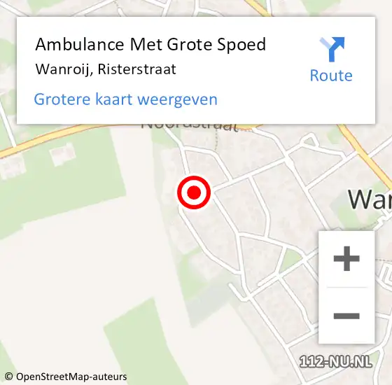 Locatie op kaart van de 112 melding: Ambulance Met Grote Spoed Naar Wanroij, Risterstraat op 28 maart 2018 12:21