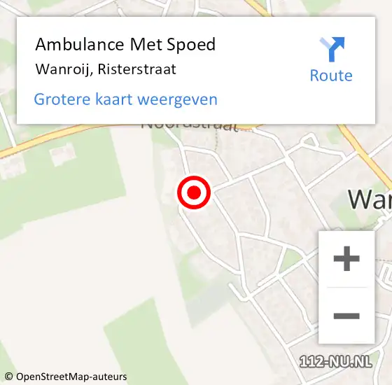 Locatie op kaart van de 112 melding: Ambulance Met Spoed Naar Wanroij, Risterstraat op 28 maart 2018 12:30