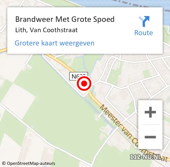 Locatie op kaart van de 112 melding: Brandweer Met Grote Spoed Naar Lith, Van Coothstraat op 28 maart 2018 12:34