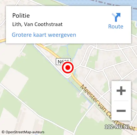 Locatie op kaart van de 112 melding: Politie Lith, Van Coothstraat op 28 maart 2018 12:37