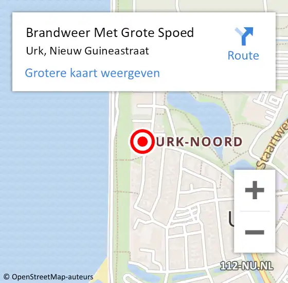 Locatie op kaart van de 112 melding: Brandweer Met Grote Spoed Naar Urk, Nieuw Guineastraat op 28 maart 2018 12:47