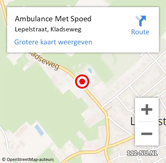 Locatie op kaart van de 112 melding: Ambulance Met Spoed Naar Lepelstraat, Kladseweg op 28 maart 2018 13:37