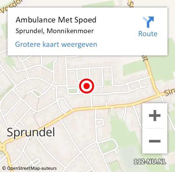 Locatie op kaart van de 112 melding: Ambulance Met Spoed Naar Sprundel, Monnikenmoer op 20 februari 2014 13:23