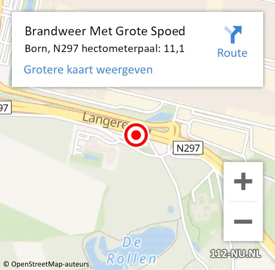 Locatie op kaart van de 112 melding: Brandweer Met Grote Spoed Naar Born, N297 hectometerpaal: 11,1 op 28 maart 2018 13:42