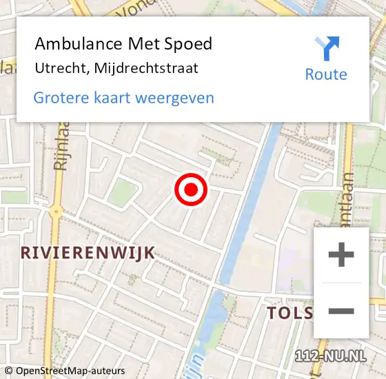 Locatie op kaart van de 112 melding: Ambulance Met Spoed Naar Utrecht, Mijdrechtstraat op 28 maart 2018 14:02