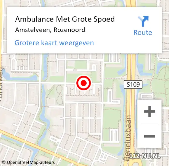 Locatie op kaart van de 112 melding: Ambulance Met Grote Spoed Naar Amstelveen, Rozenoord op 28 maart 2018 15:45